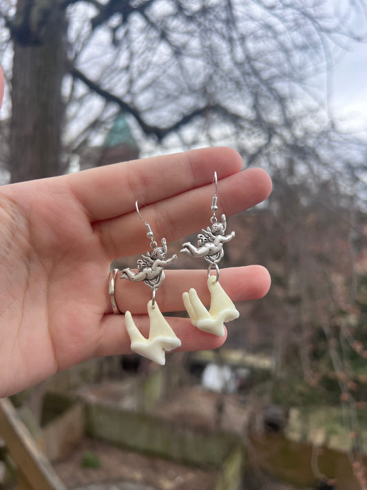 Flying Cherub Molar Earrings