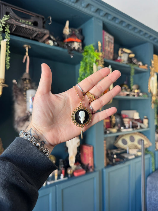 Gold Spike Mouse Skull Necklace