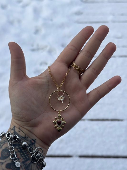 Heart Snake Vertebrae Hoop Necklace
