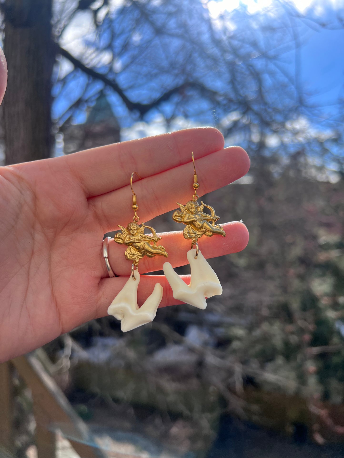 Flying Cherub Molar Earrings