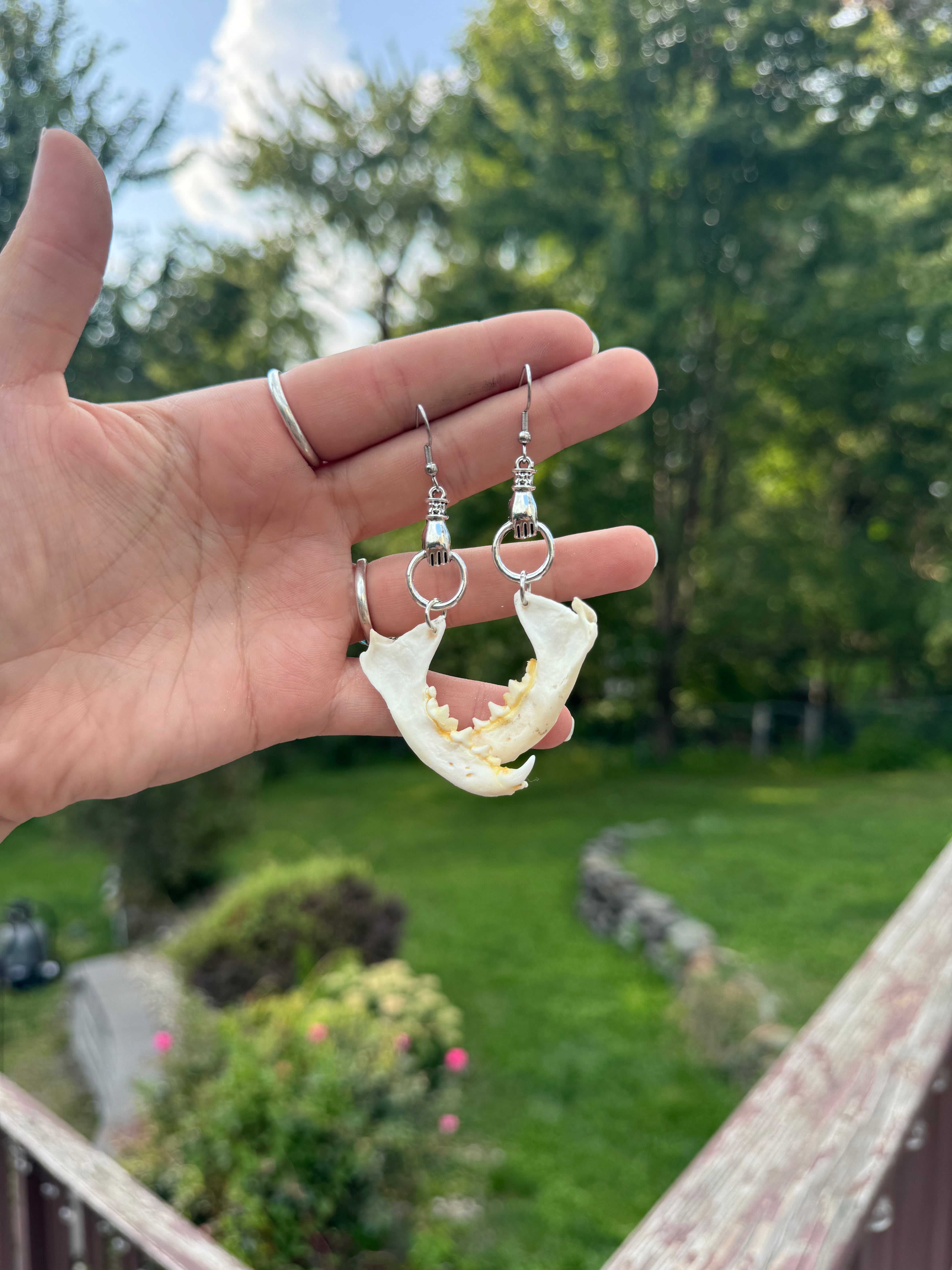 Mink Jaw and Stone Earrings high quality