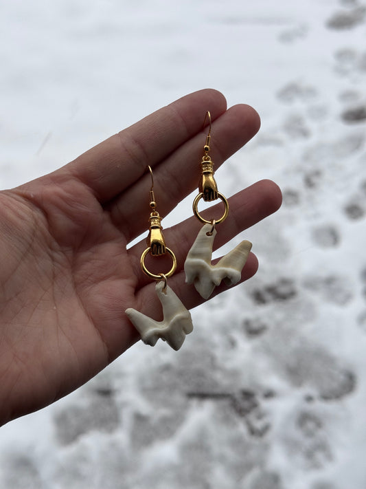 Gold Hand Molar Earrings