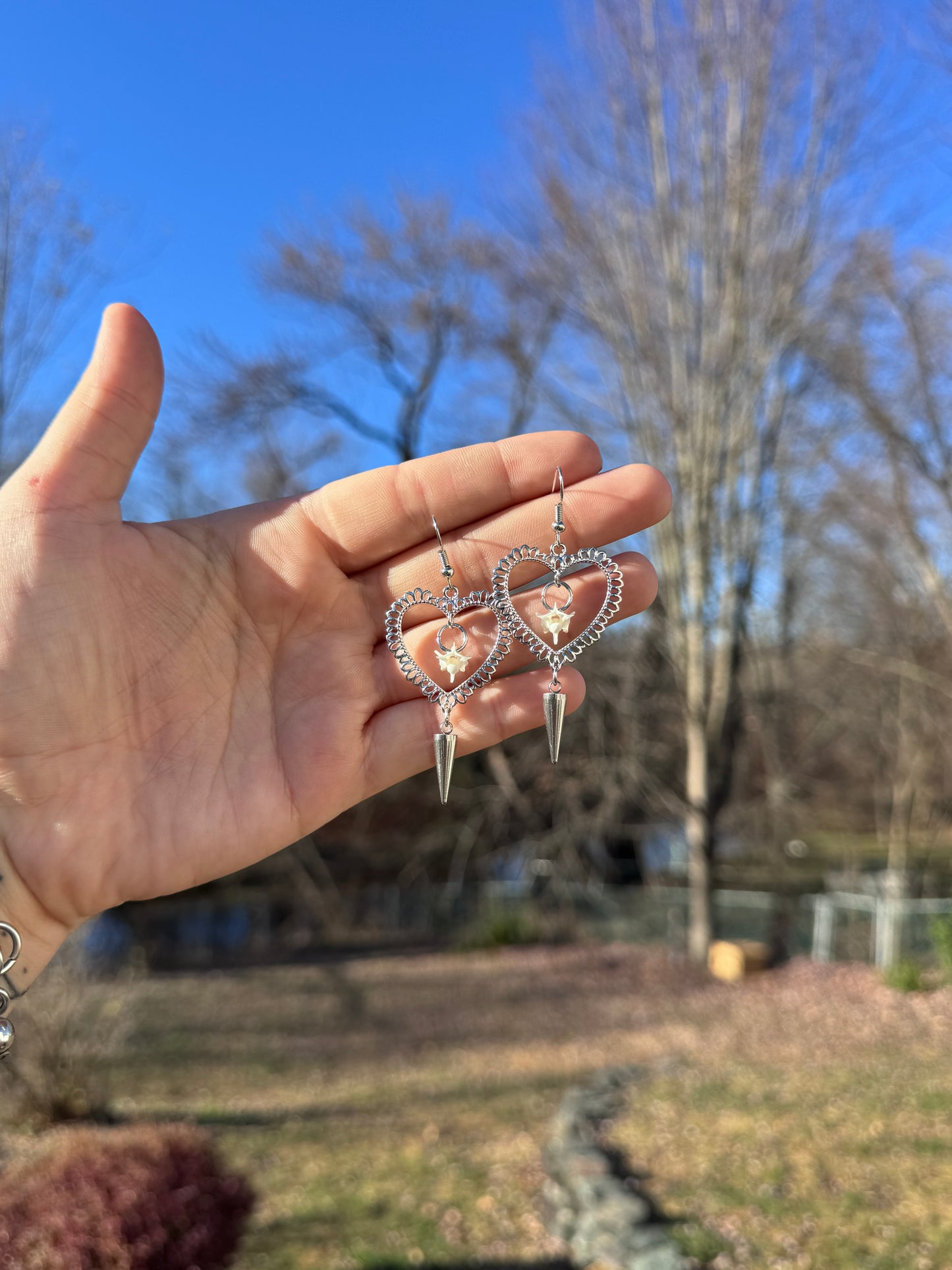 Silver Spiked Vertebrae Earrings