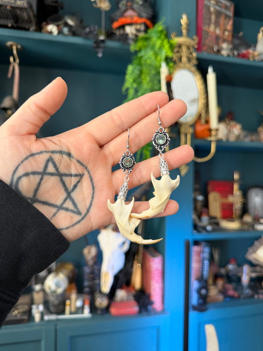 Green Muskrat Jaw Earrings