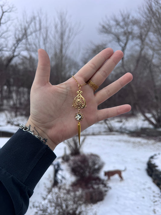 Gold Spike Vertebrae Necklace