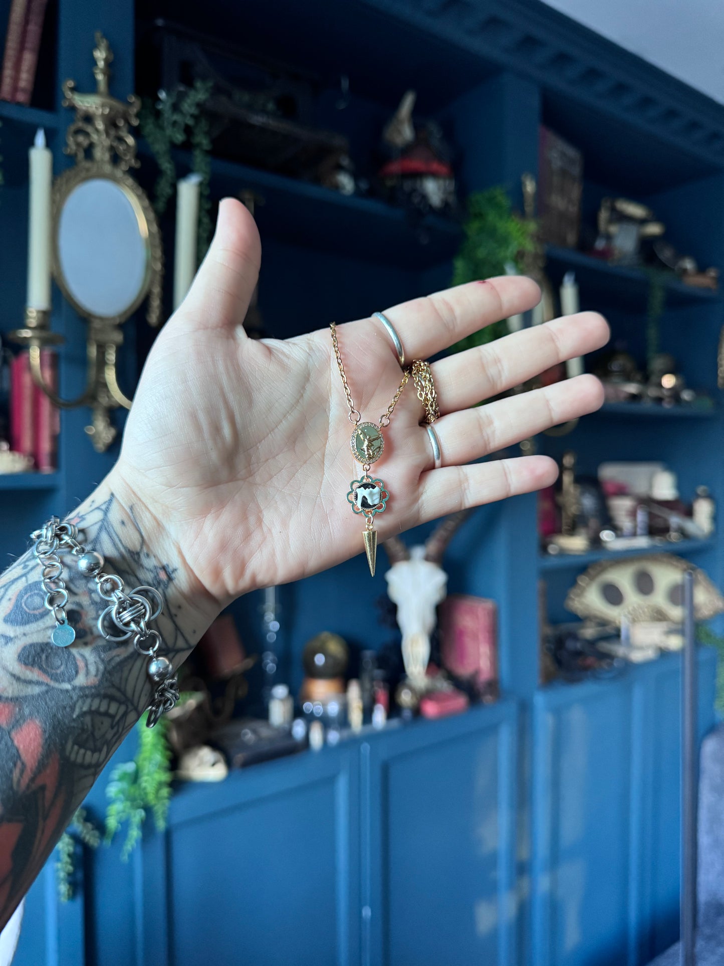 Gold Mink Tooth Rosary Necklace