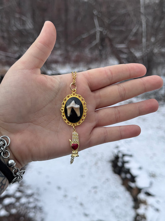 Coyote Molar Hand Necklace