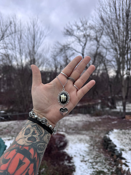 Flame Heart Coyote Molar Necklace 2