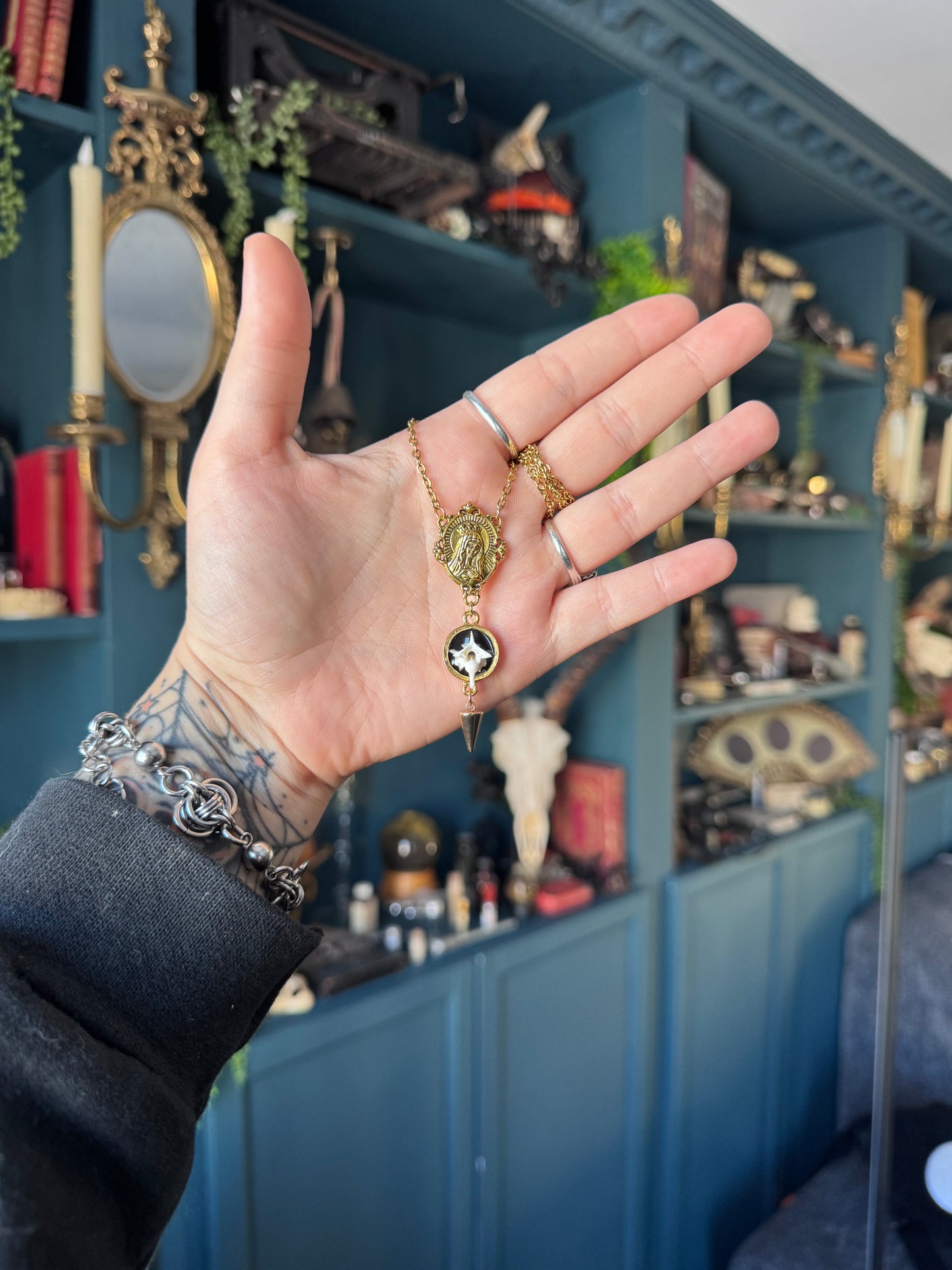 Gold Rosary Spike Vertebrae Necklace