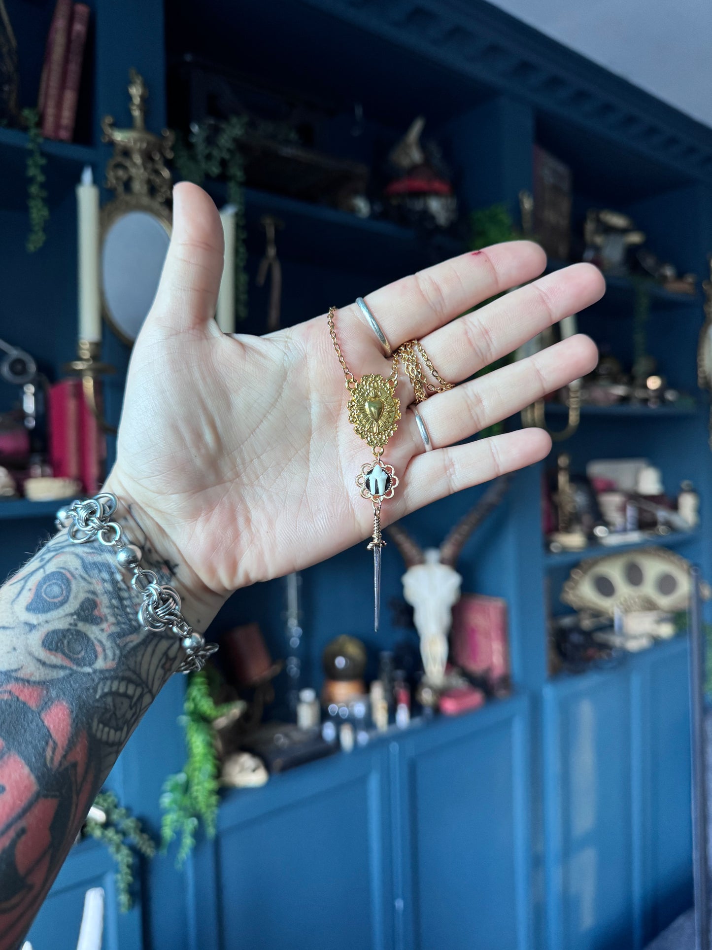 Mink Tooth Gold Rosary Necklace