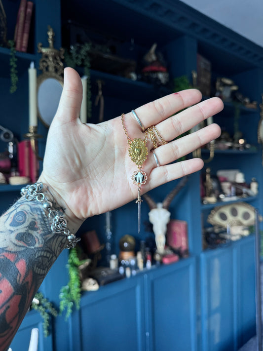 Mink Tooth Gold Rosary Necklace