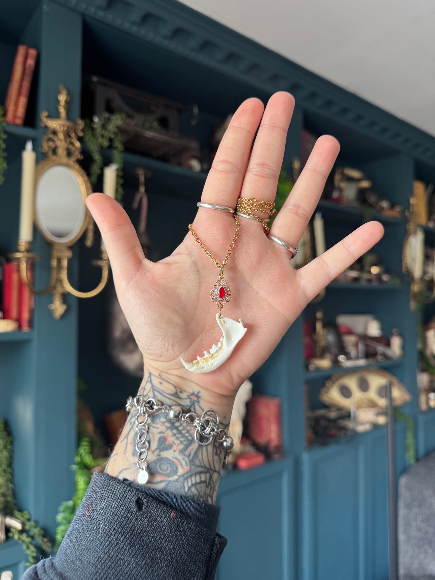 Red Mink Jaw Necklace