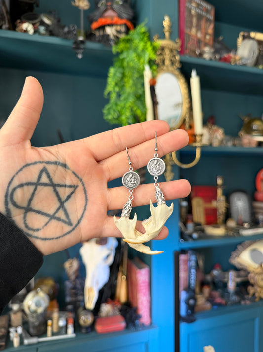 Muskrat Jaw Rosary Earrings