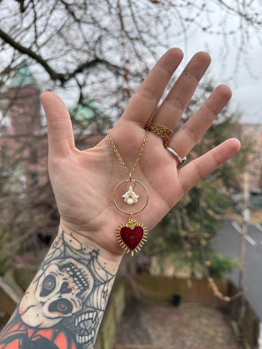 Heart Charm Vertebrae Necklace