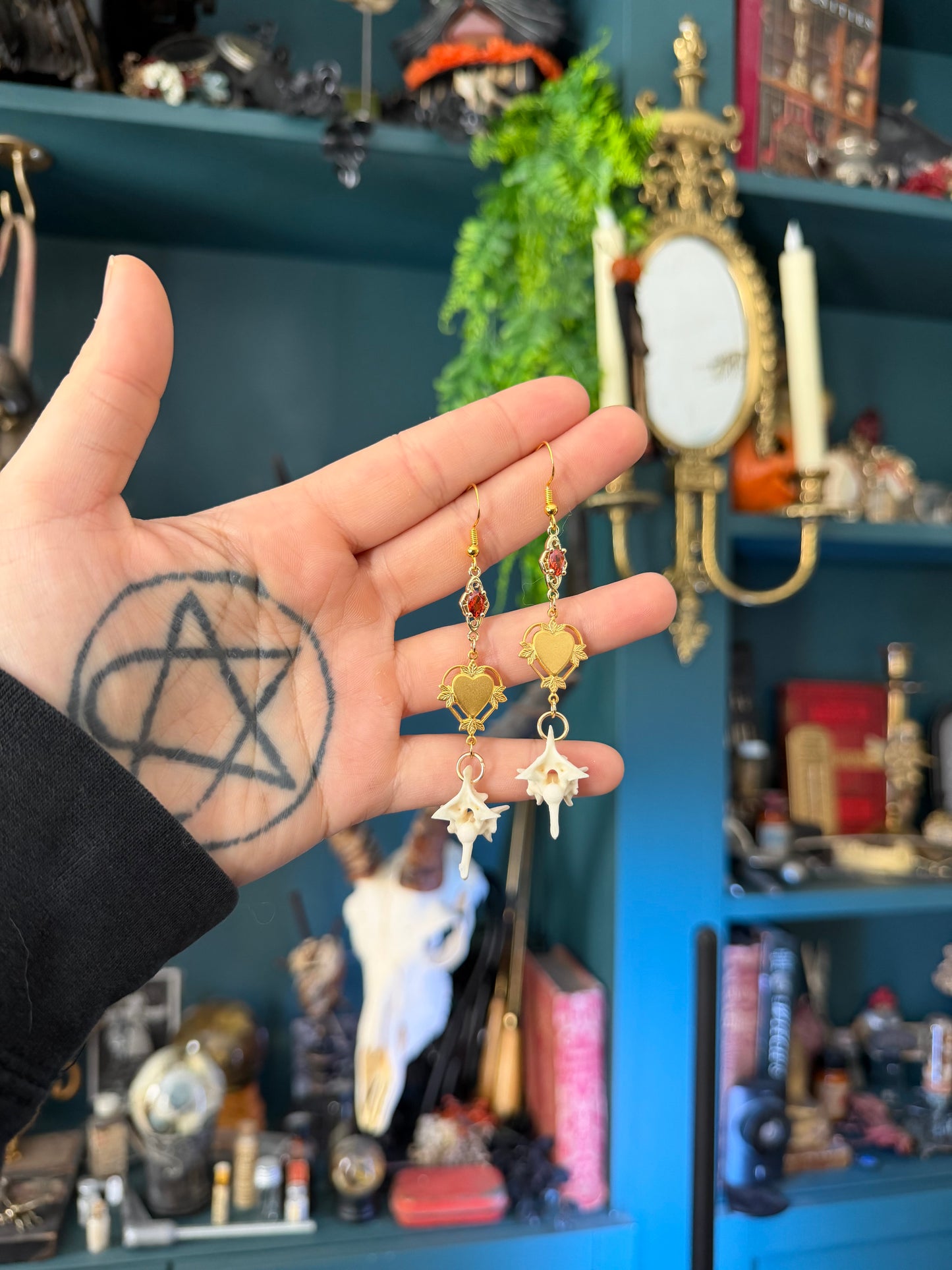 Gold Amber Vertebrae Earrings