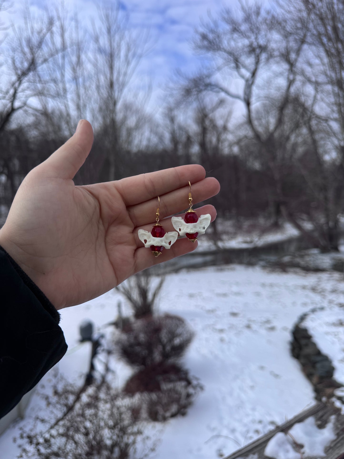 Mink Vertebrae Red Gold Earrings