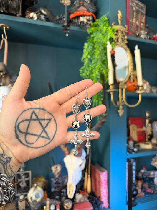 Silver Rosary Tooth earrings