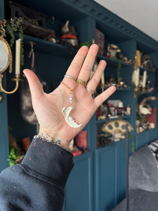 Clear Crystal Mink Jaw Necklace