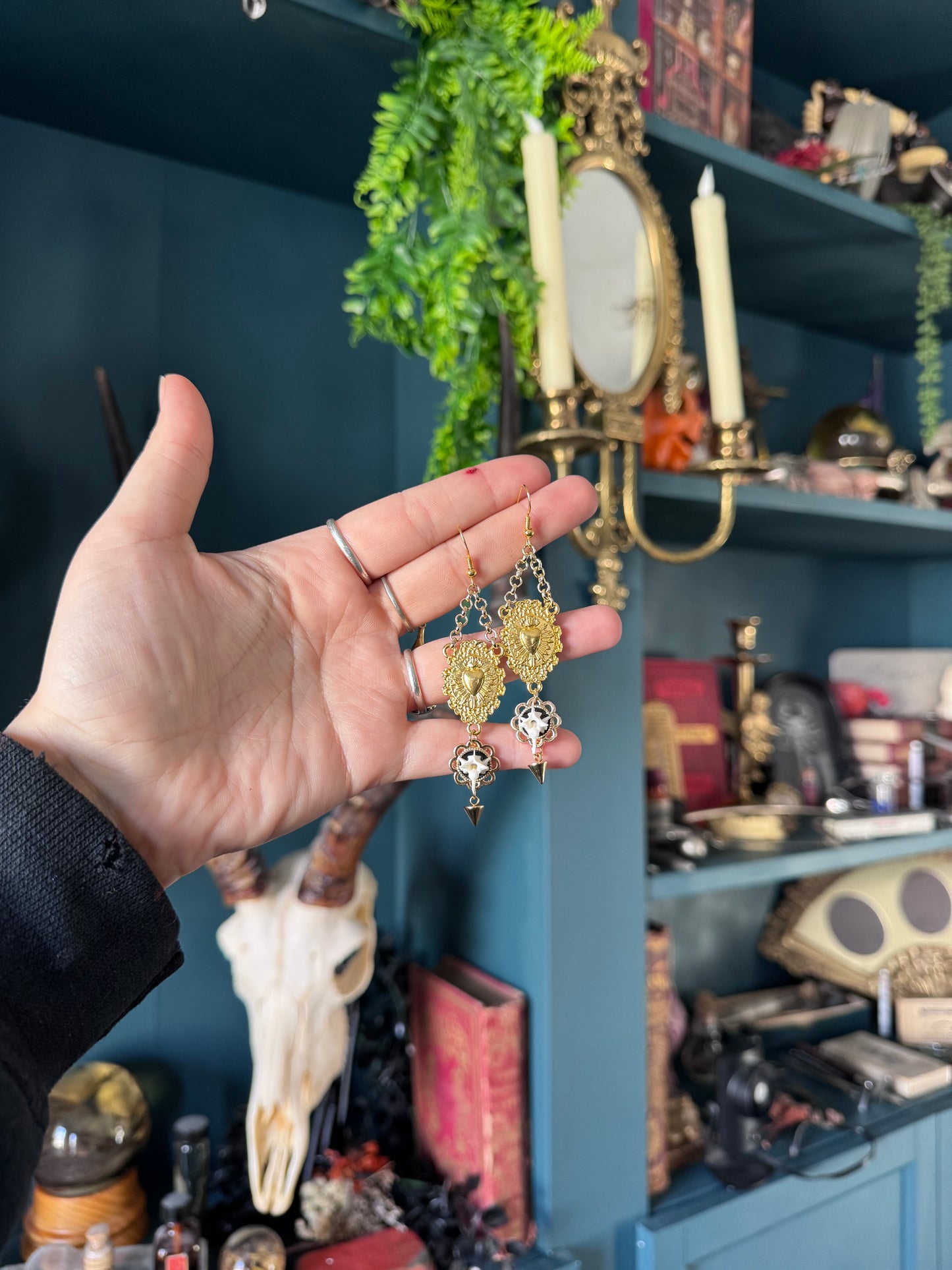 Gold Rosary Vertebrae Spike Earrings