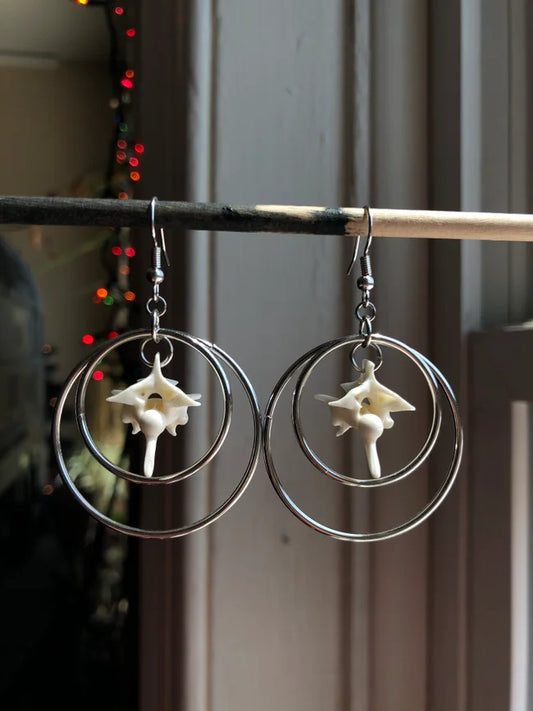 Double Hoop Vertebrae Earrings
