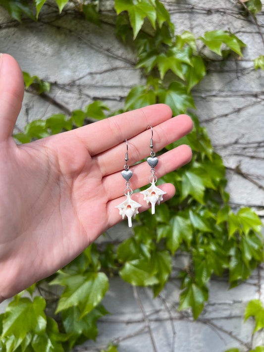Heart Charm Vertebrae Earrings