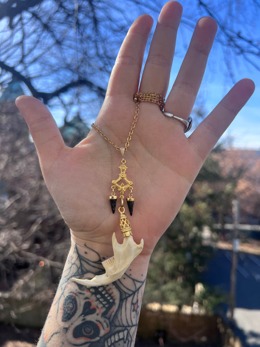 Spiked Muskrat Jaw Necklace