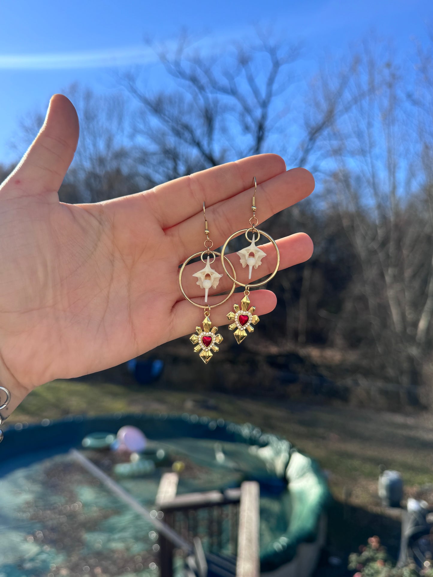 Gold Burst Vertebrae Earrings