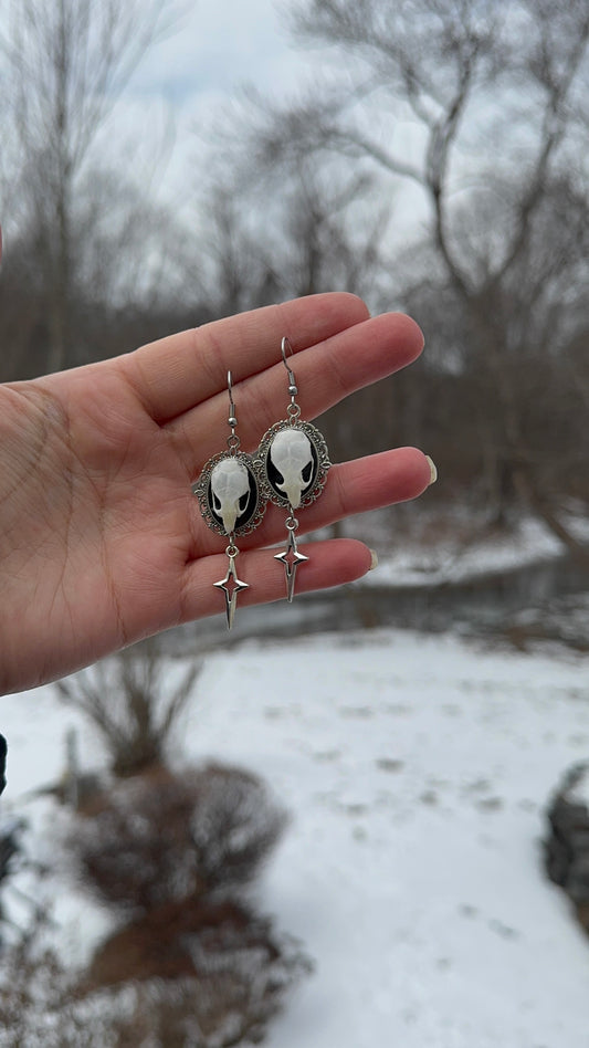 SIlver Mouse Skull Earrings