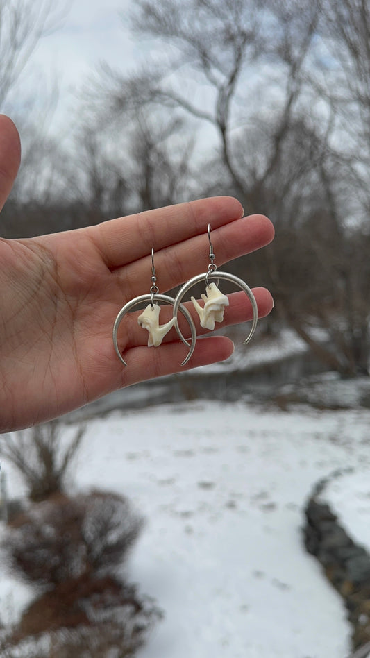 Silver Moon Tooth Earrings