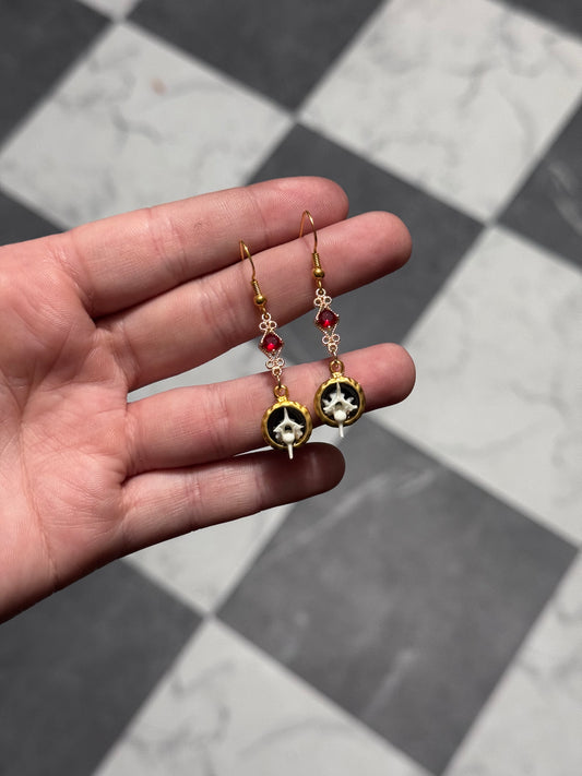 Vertebrae Red Gold Earrings