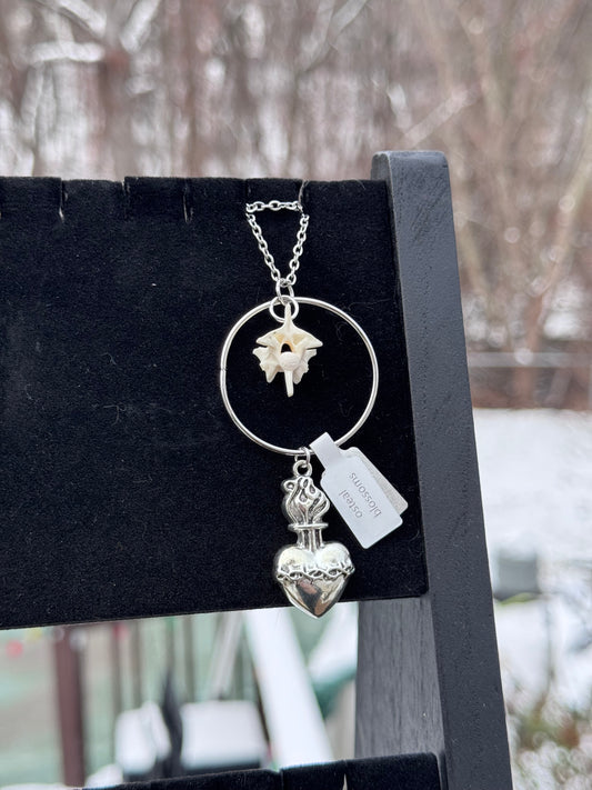 Sacred Heart Silver Vertebrae Necklace