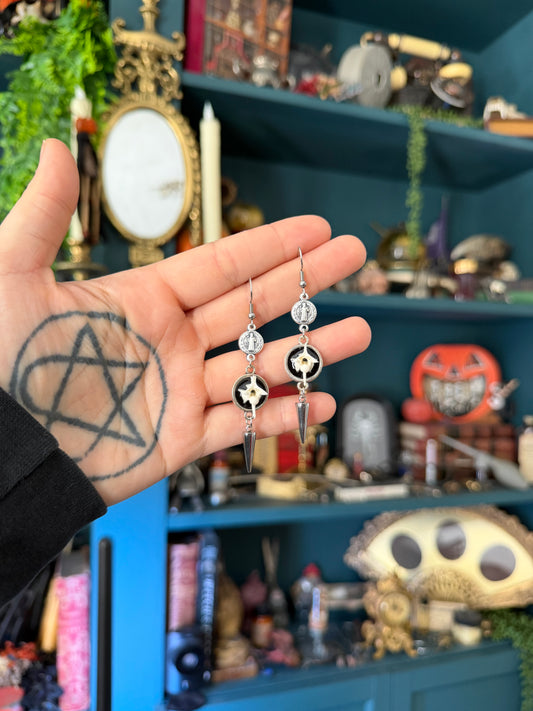 Silver Spike Rosary Vertebrae Earrings