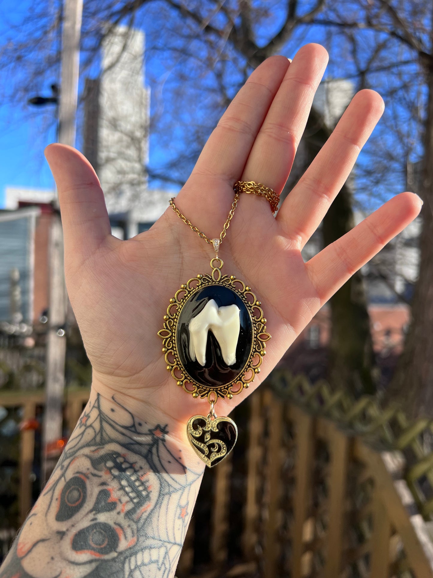 Gold Charm Molar Necklace