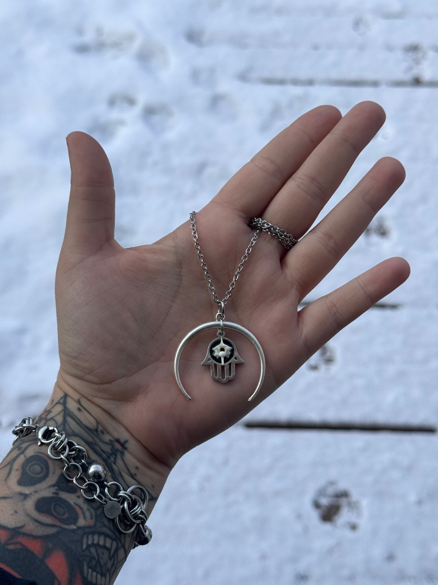 Palm Moon Snake Vertebrae Necklace