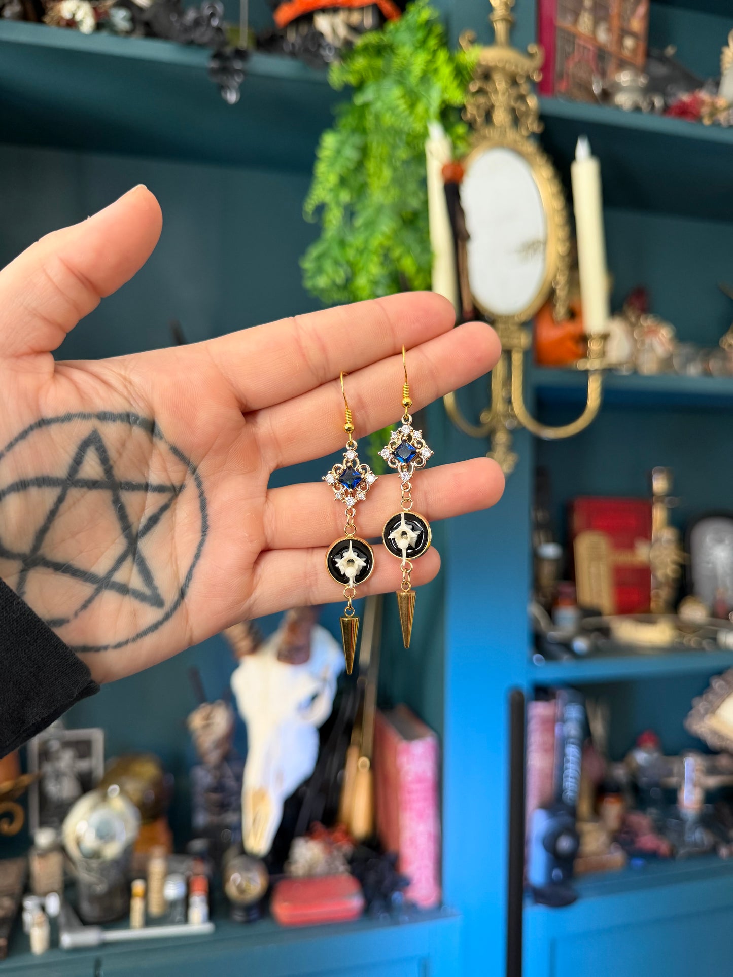 Blue Spike Vertebrae Earrings
