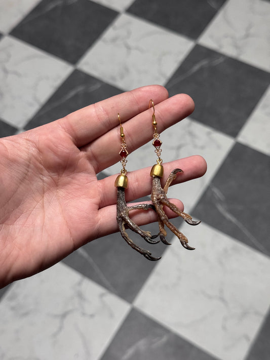 Red Pigeon Claw Earrings