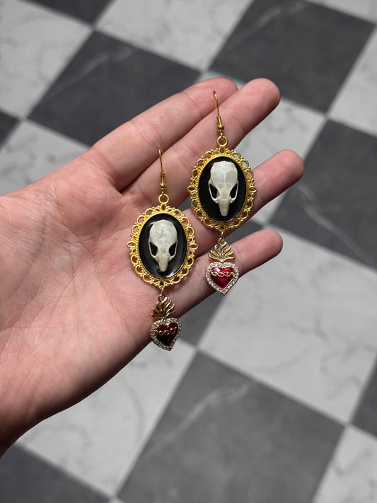 Gold Mouse Skull Earrings