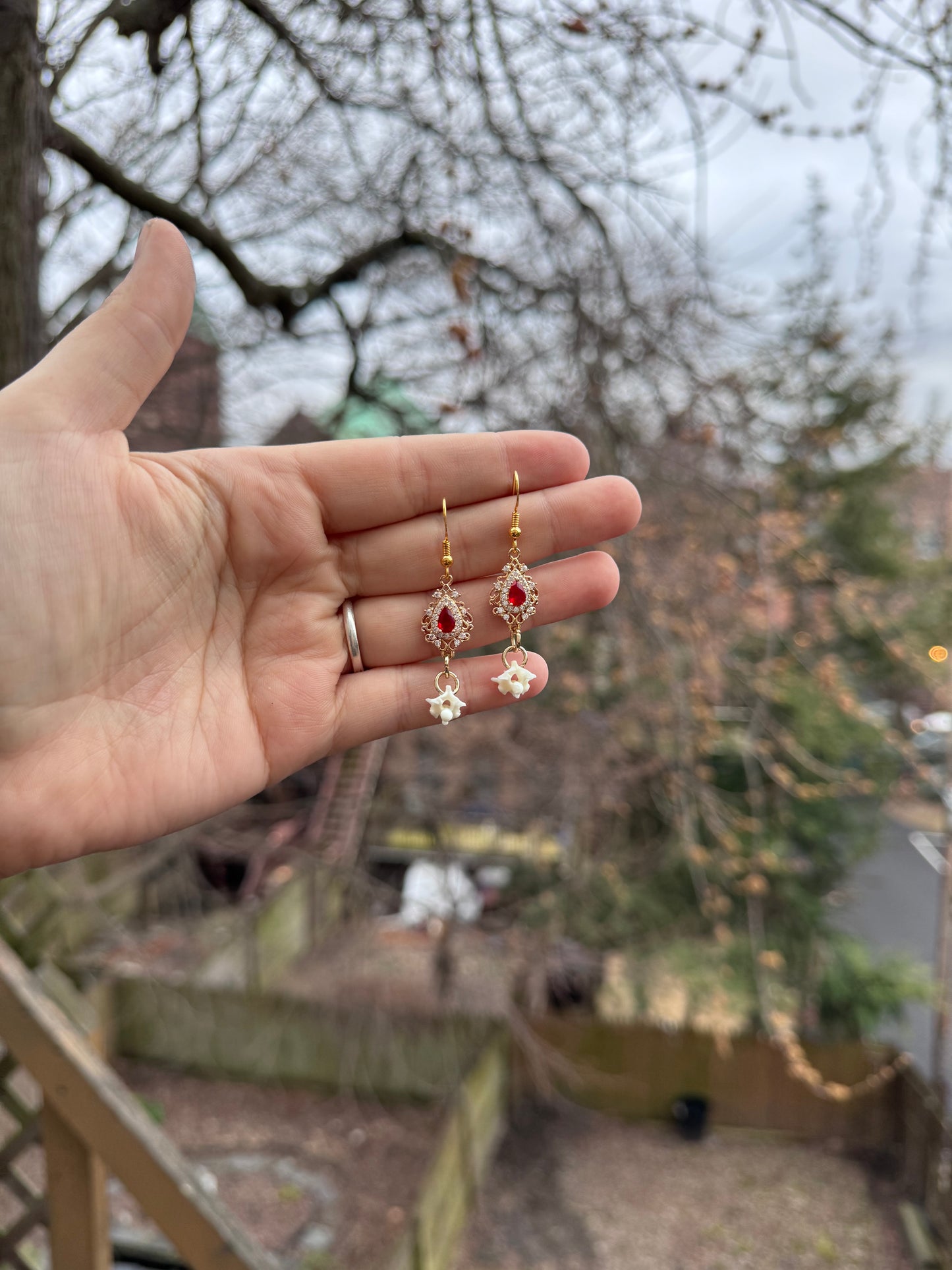 Gemstone Vertebrae Earrings