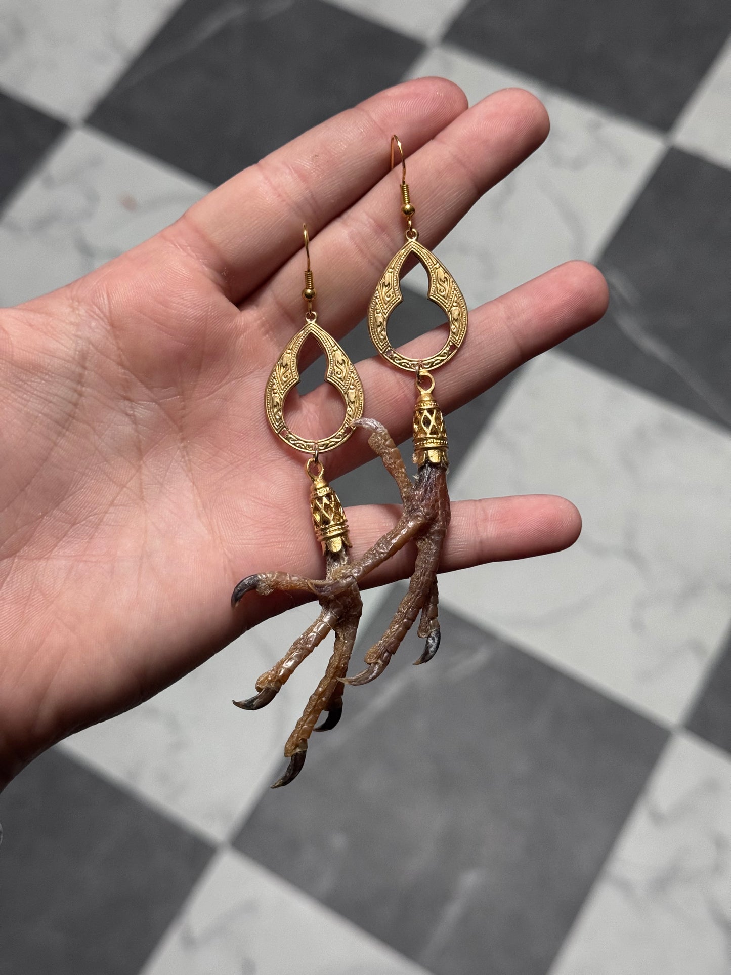 Gold Pigeon Claw Earrings 2