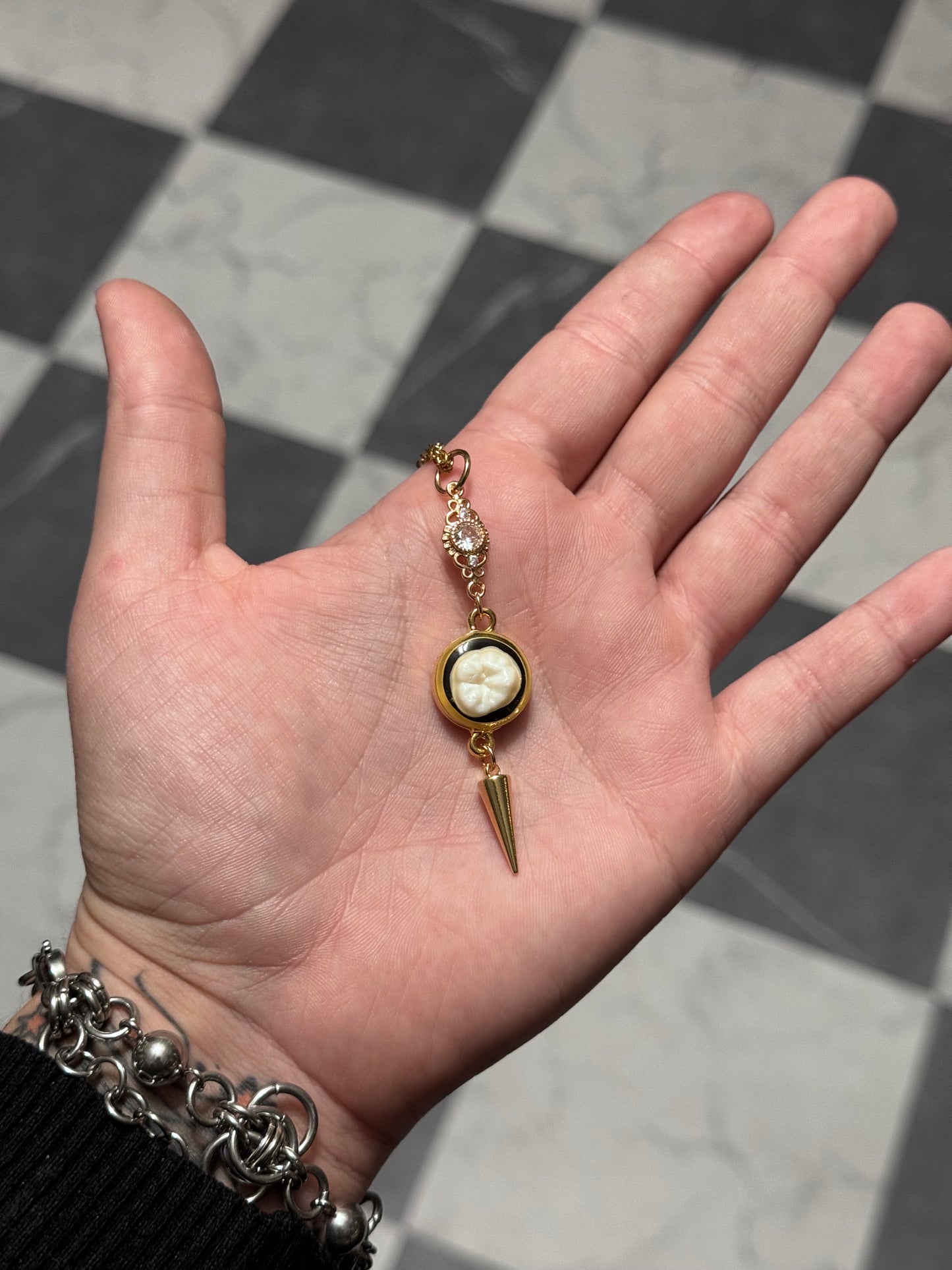 Human Tooth Spiked Necklace