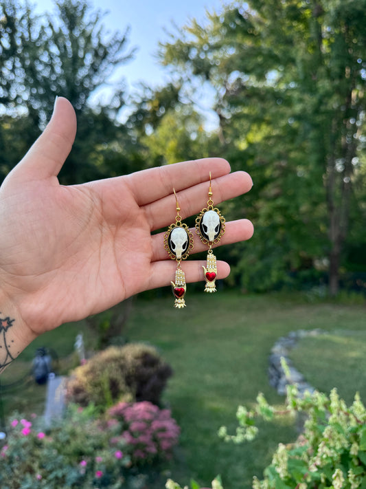 Mouse Skull Hand Earrings