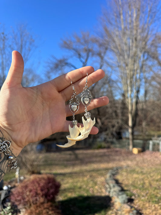 Muskrat Jaw Rosary Earrings