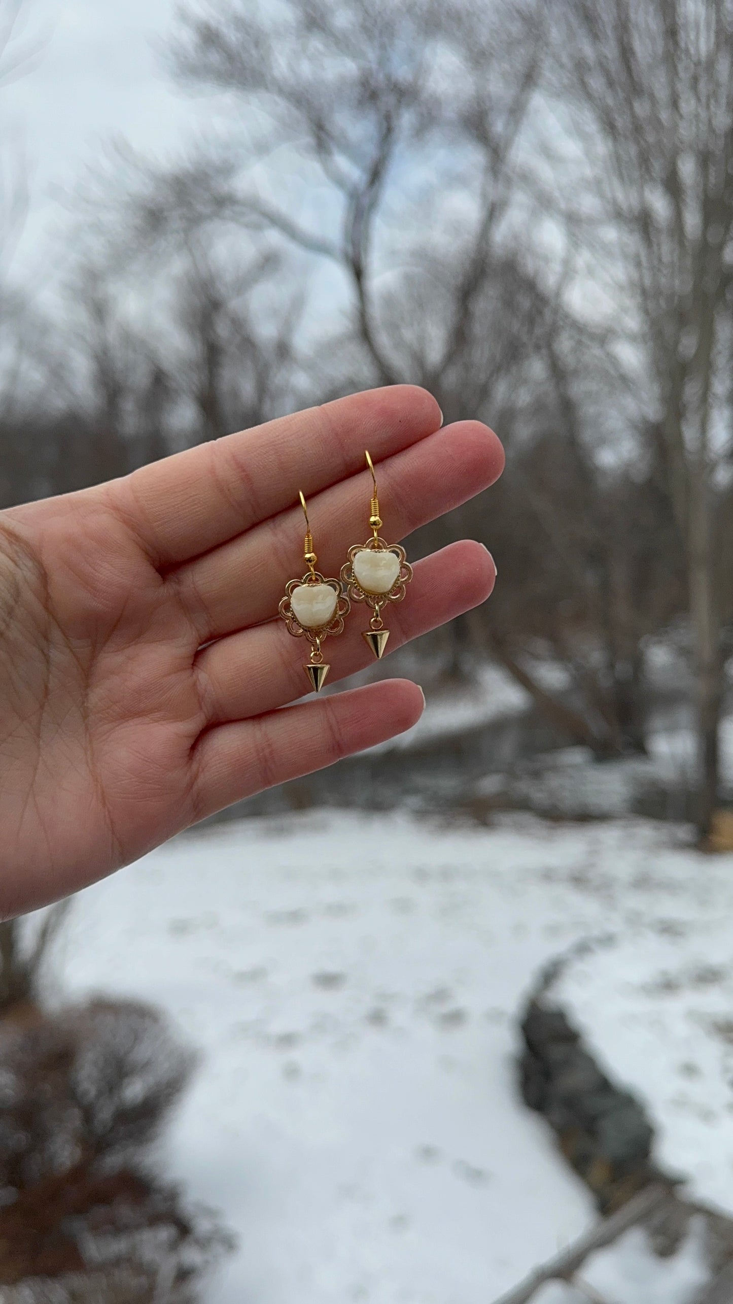 Gold Spiked Denture Tooth Earrings