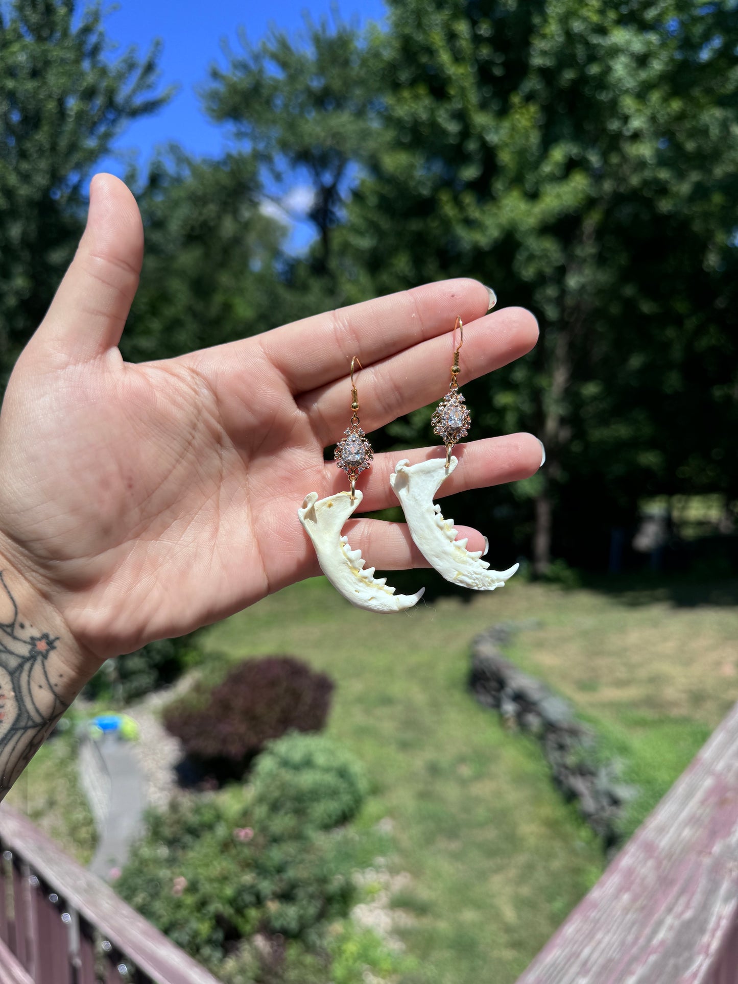 Gold Mink Jaw Earrings