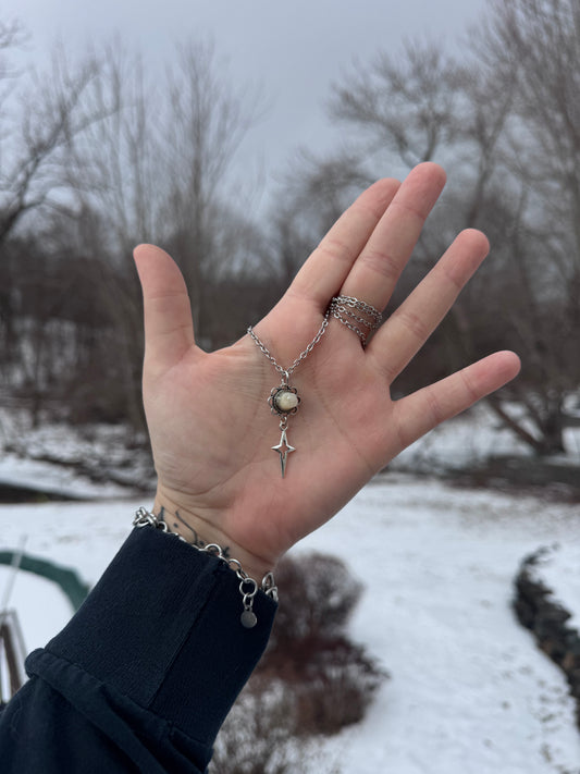 Silver Denture Tooth Star Necklace