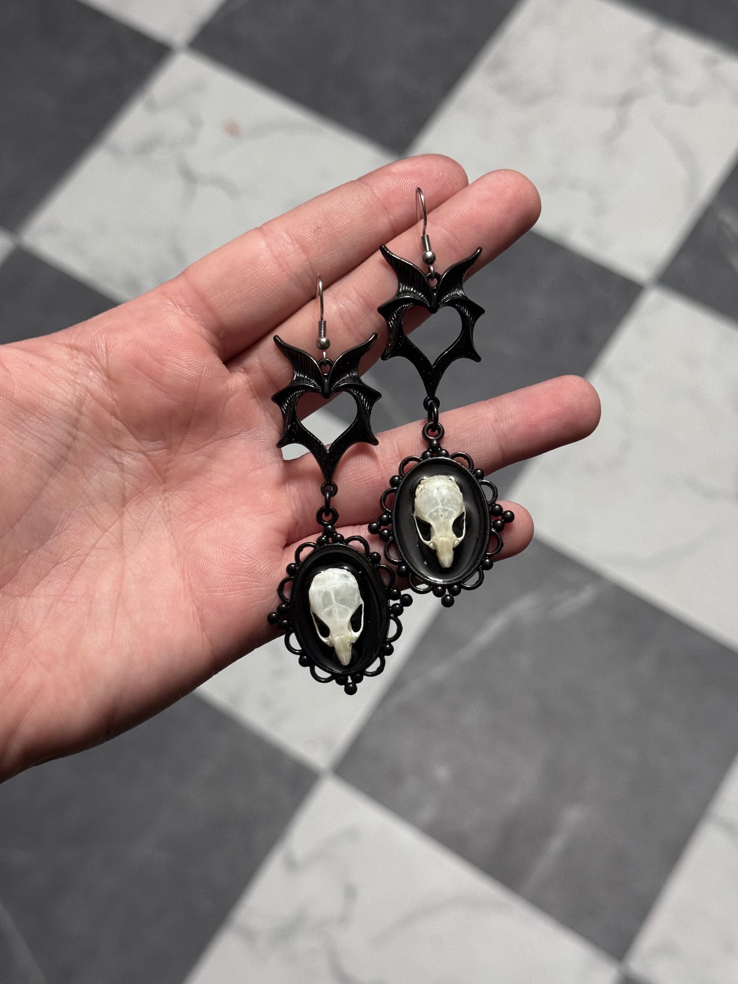 Black Mouse Skull Earrings