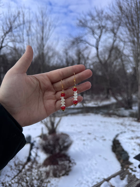 Vertebrae Red Gold Earrings