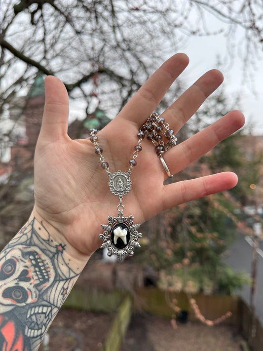 Silver Raccoon Tooth Rosary