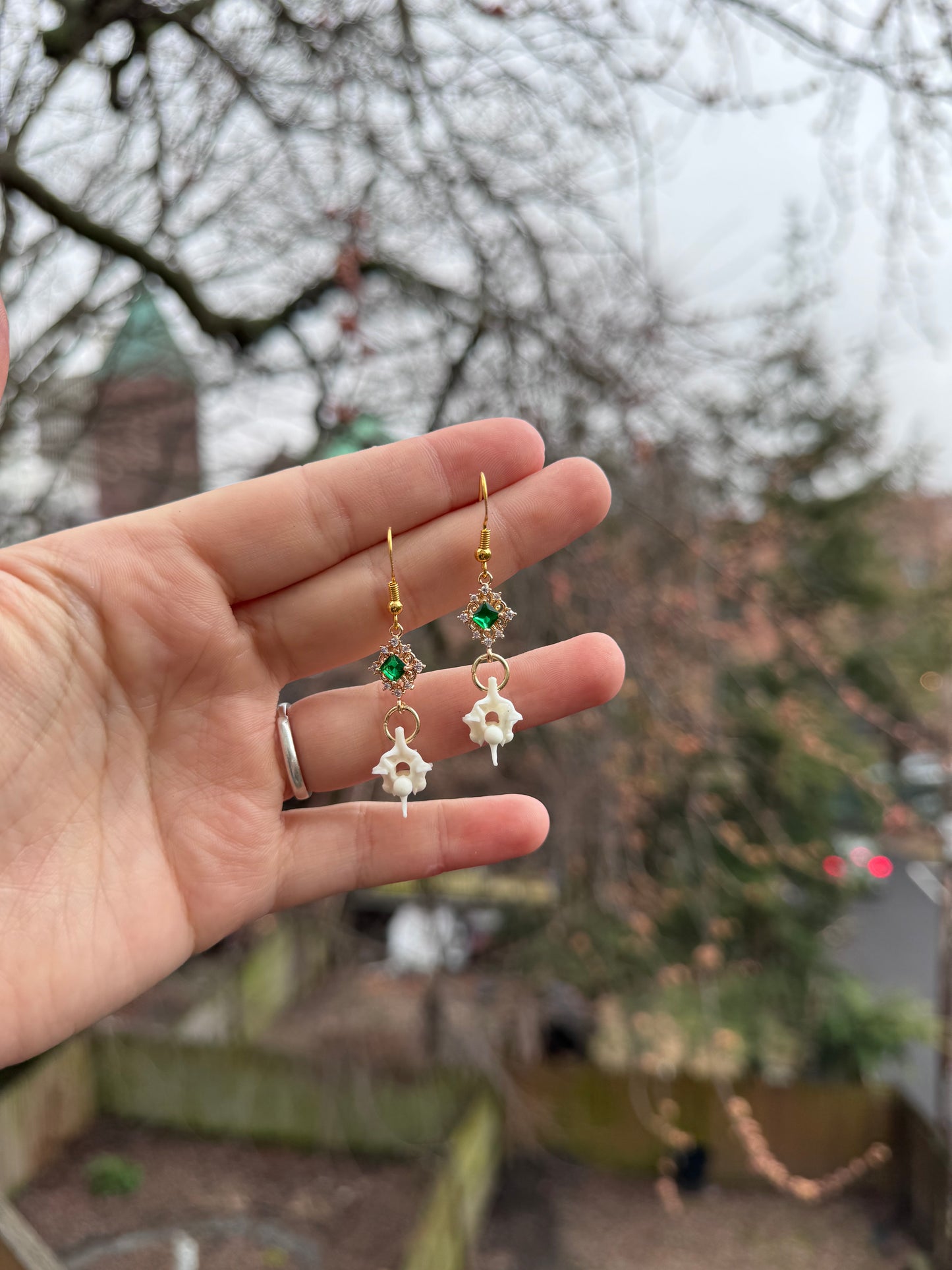 Gemstone Vertebrae Earrings