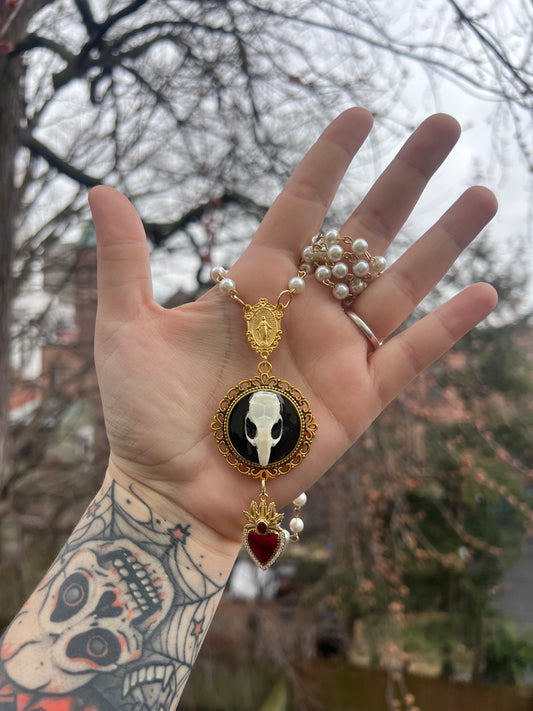 Gold Mouse Skull Rosary